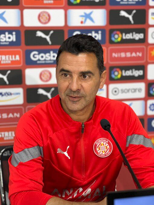 Míchel Sánchez a la roda de premsa d'avui a Montilivi.