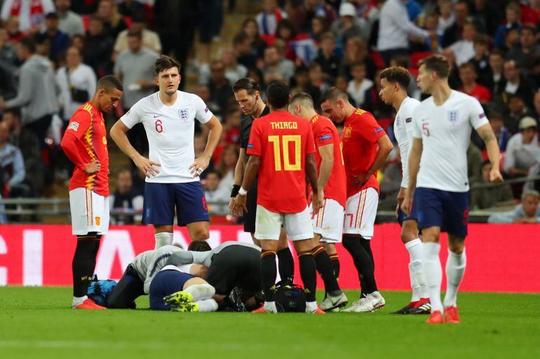 Luke Shaw tras el golpe con Carvajal