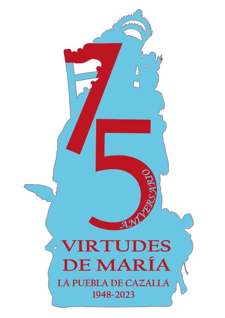 Logo del 75º aniversario de la Virgen de las Virtudes de la Puebla de Cazalla, obra de Jesús Guerrero Ropero