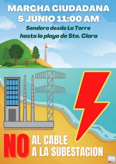 Cartel marcha ciudadana contra la instalación de la subestación en La Línea