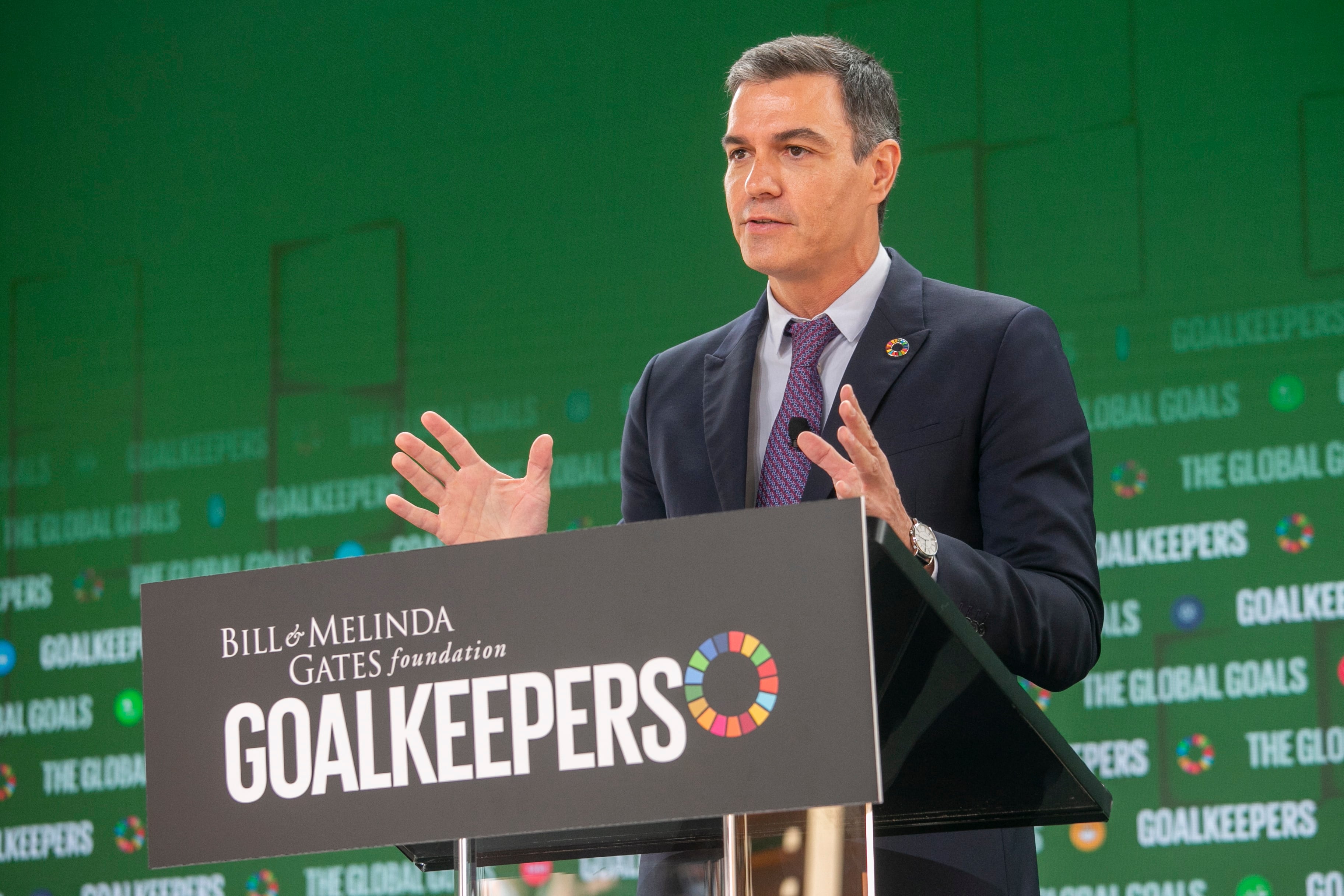 El presidente del Gobierno, Pedro Sánchez, durante una charla en Nueva York.