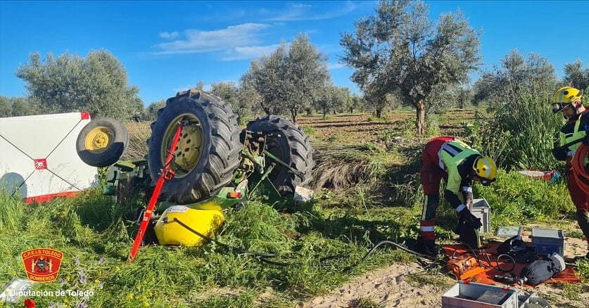 Imagen del siniestro en el que fallecía un hombre de 73 años en Val de Santo Domingo (Toledo)