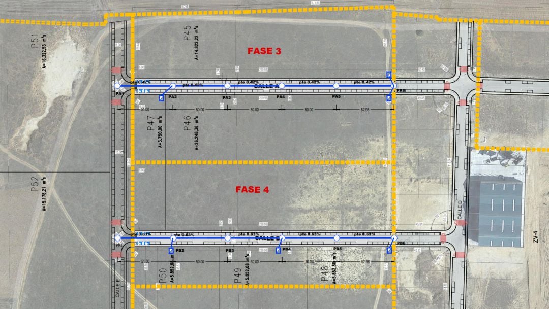 Planos de las fases 3 y 4 del polígono industrial de Santa Cruz de Mudela.