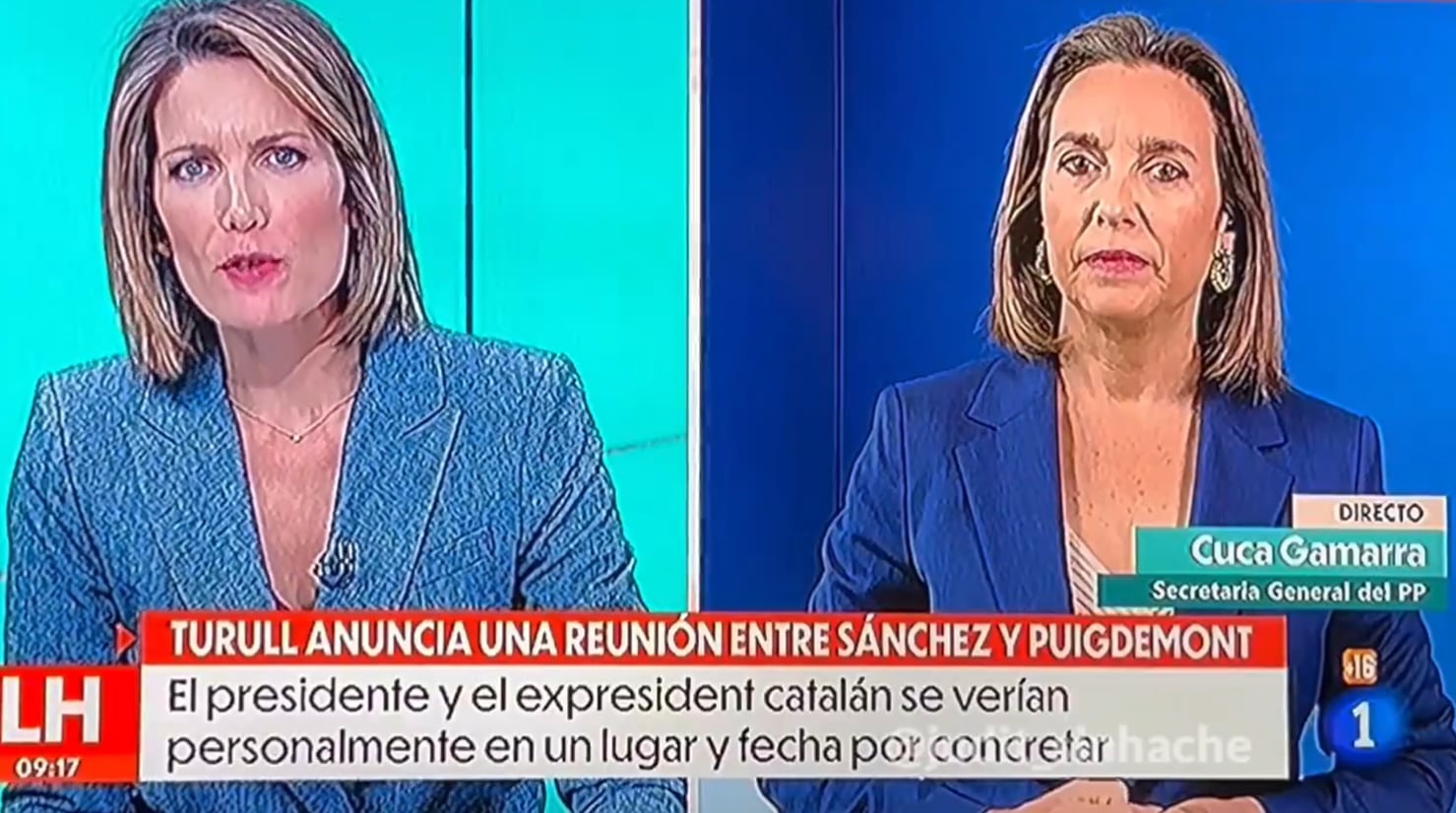 Silvia Intxaurrondo entrevista a Cuca Gamarra en &#039;La Hora de la 1&#039;.