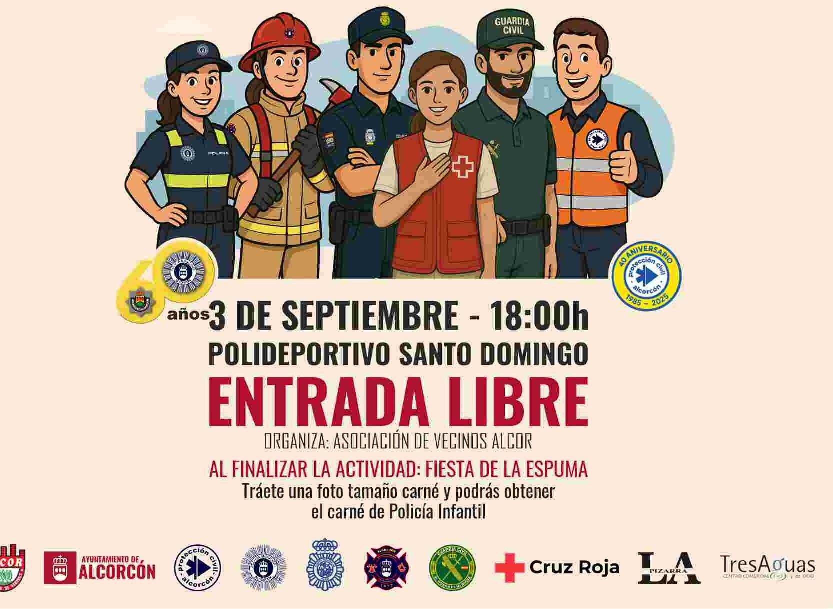 Cartel de la exhibición de los cuerpos de seguridad y emergencias en el polideportivo Santo Domingo