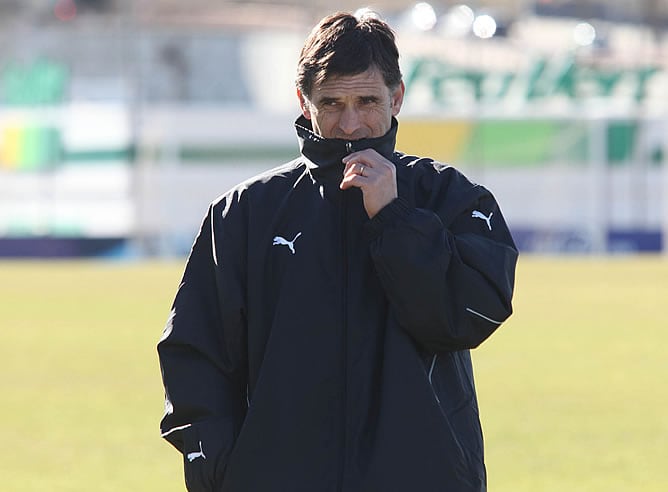 Mendilibar, durante un entrenamiento del Valladolid