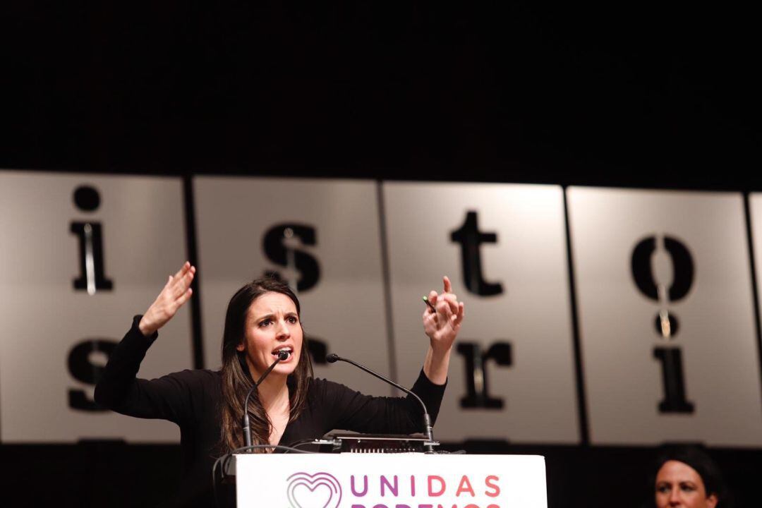 Irene Montero, número dos de Unidas Podemos por Madrid, en un acto en Málaga