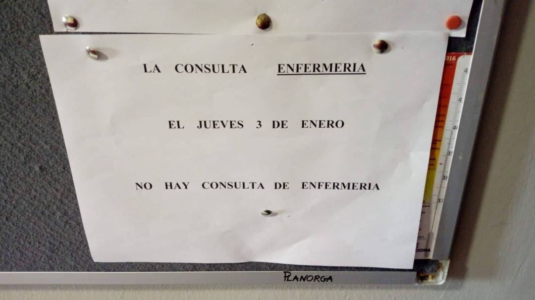 Imagen de una comunicación de supresión de consulta de enfermería