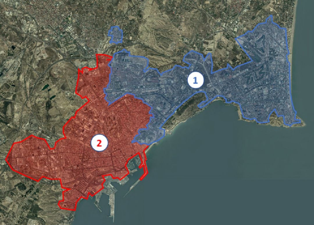 Mapa de las zonas a las que dan servicio las dos depuradoras de Alicante