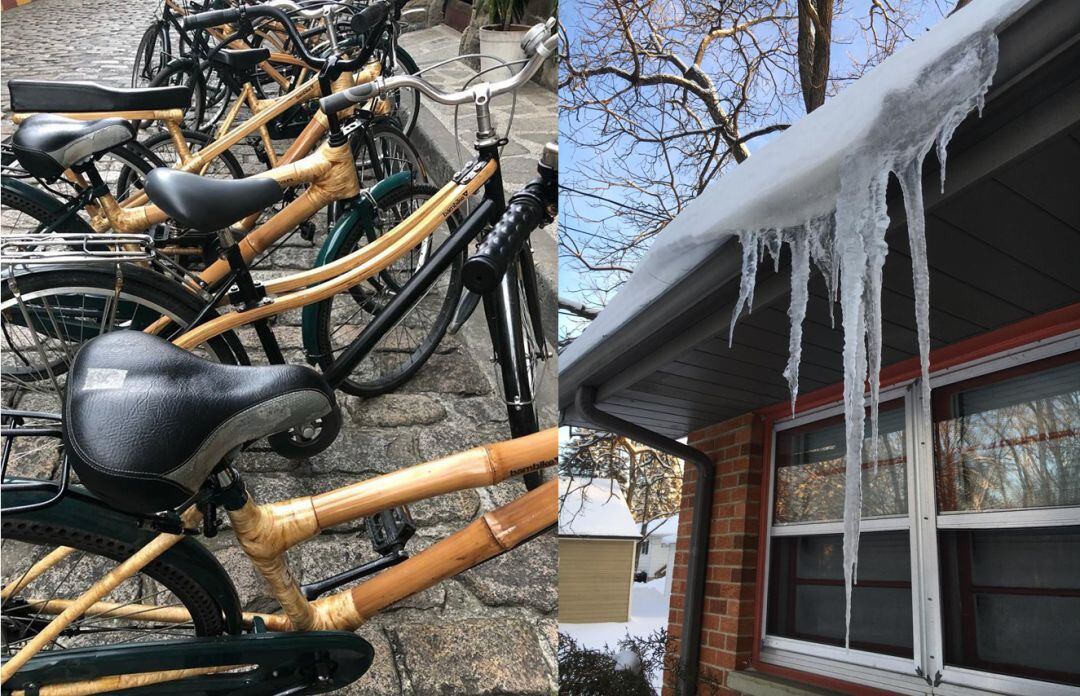 Bicicletes de bambú i el gel a Crystal Lake.