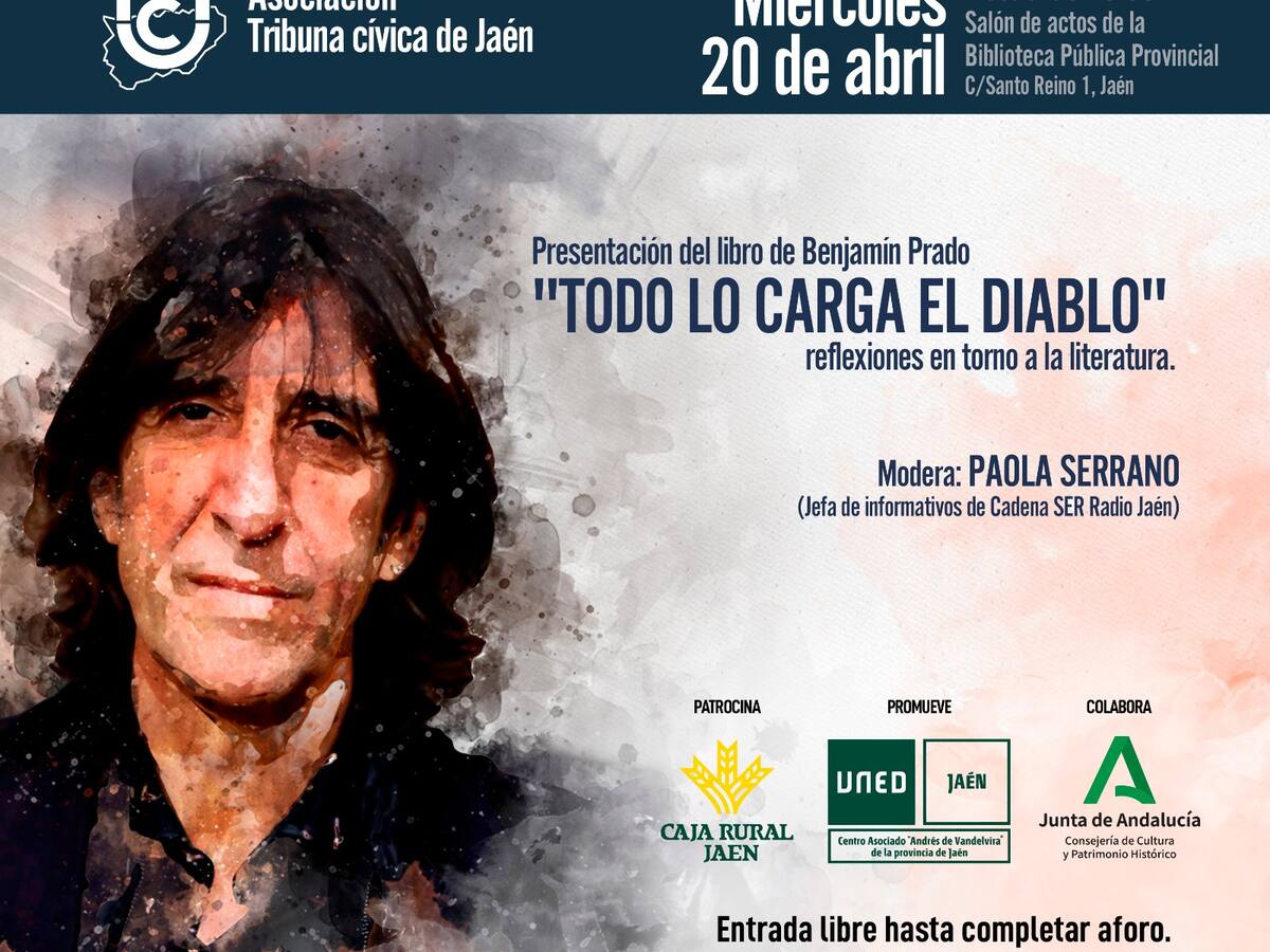 El escritor Benjamín Prado presentará su obra 'Todo lo carga el diablo' en Jaén