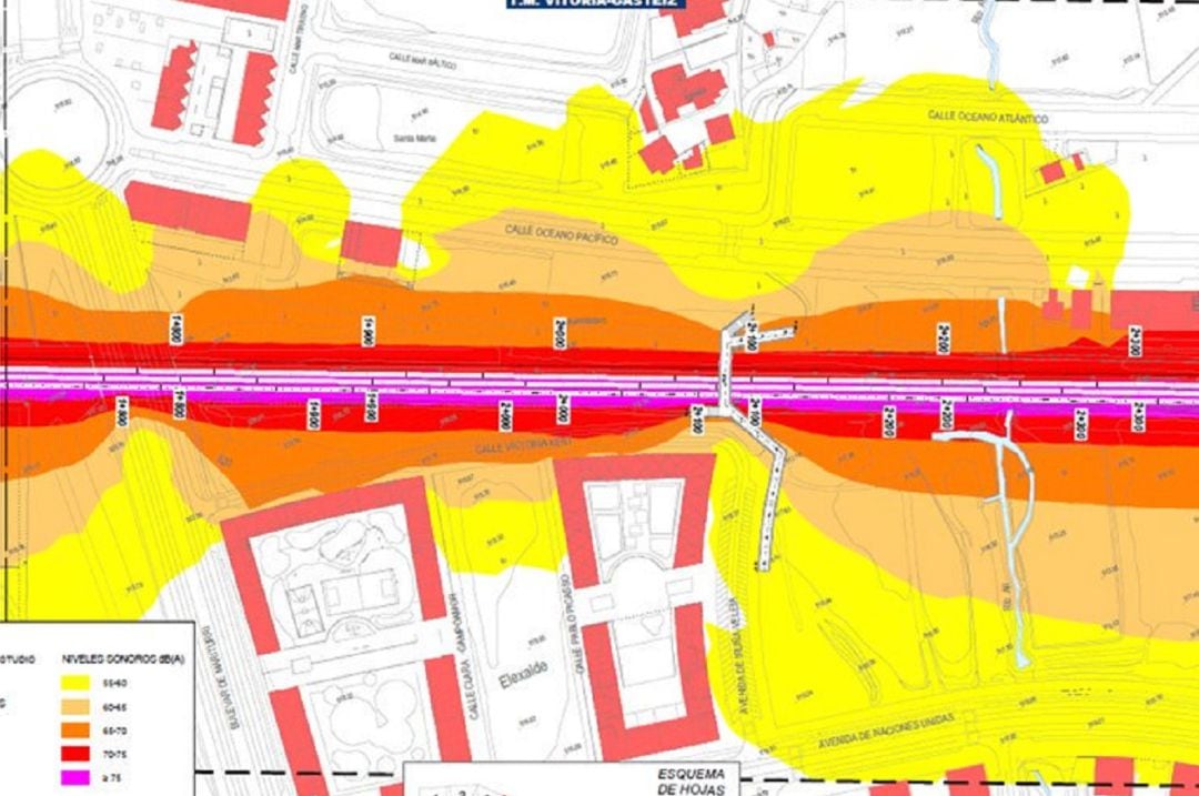 Análisis del impacto sonoro de la llegada del TAV a Vitoria en Zabalgana, donde el tren no será soterrado