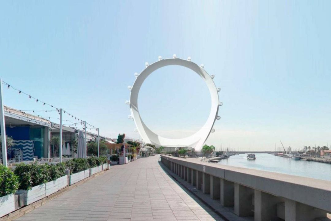 Figuración de la &quot;Circular View&quot; o Noria Gigante que íba a siturarse en Valencia