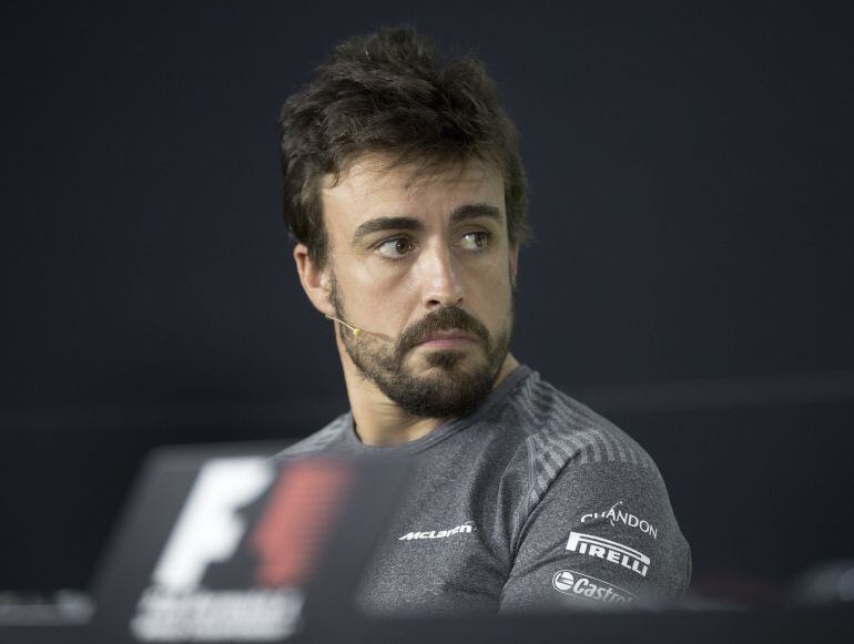 Fernando Alonso, en la sala de prensa