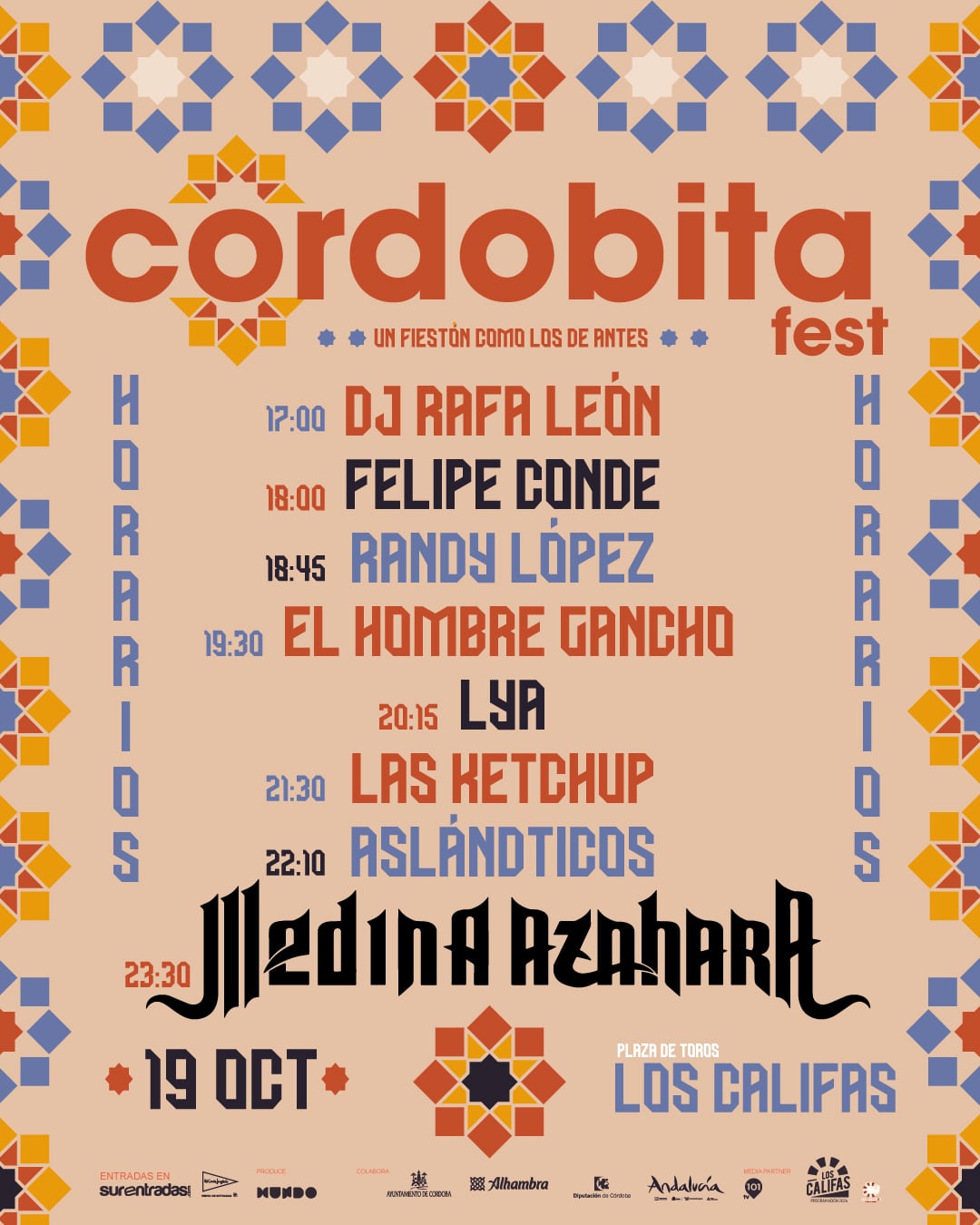 Cordobita Fest. Horarios de actuaciones