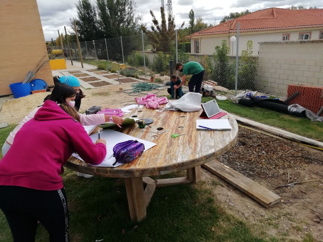 Los alumnos del CRA Valle del Riaza durante uno de los trabajos en el centro.