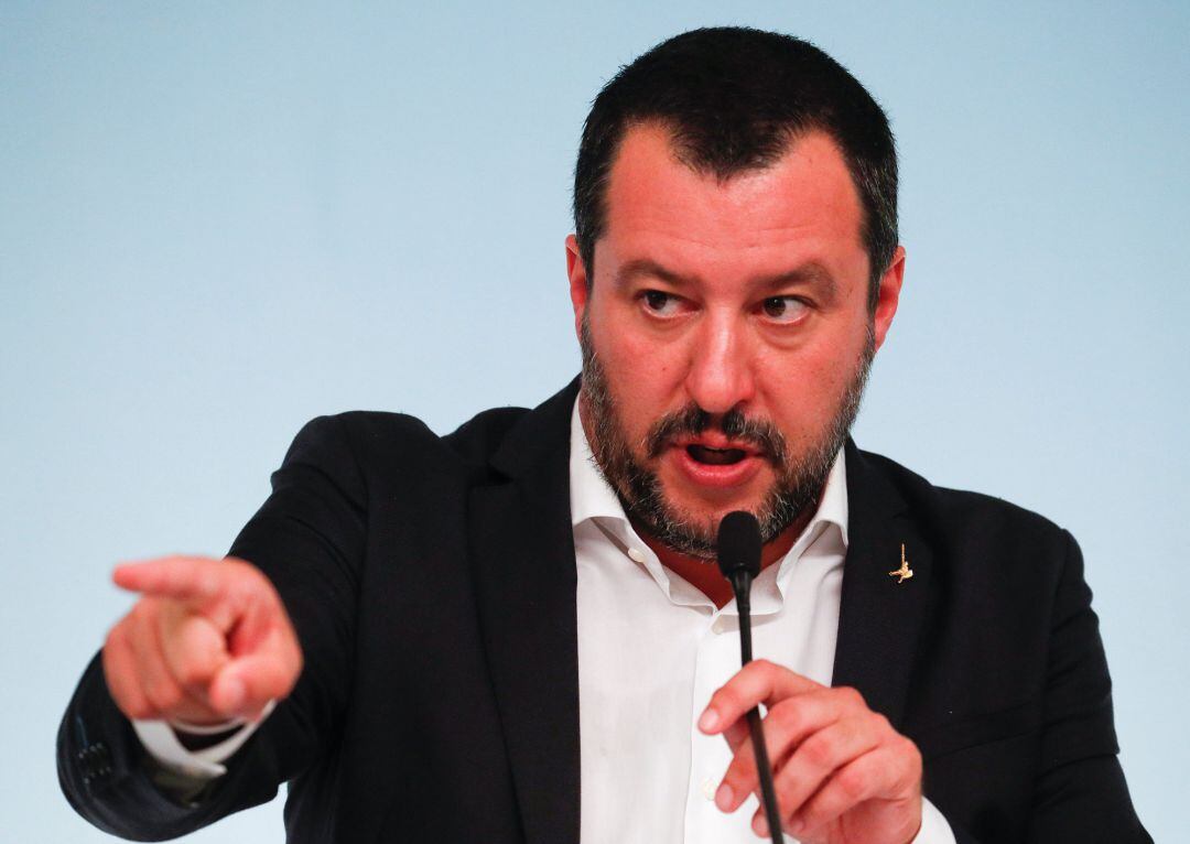 El ministerio de Interior Matteo Salvini durante una rueda de prensa. 