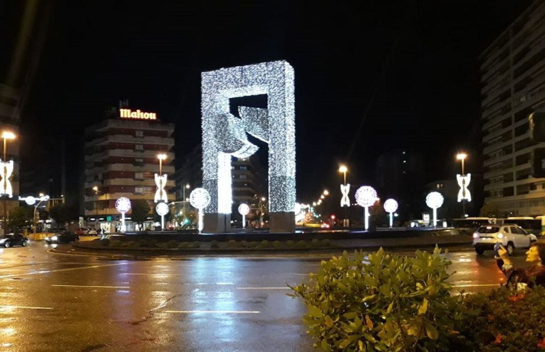 Plaza de América en Vigo durante la Navidad. 