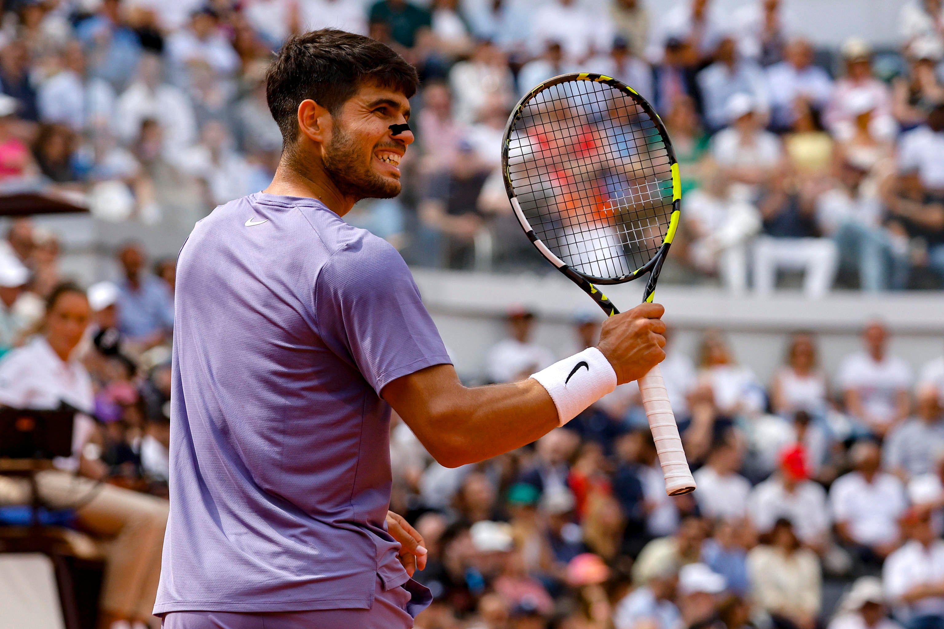 Carlos Alcaraz celebra un punto ante Jack Draper en los cuartos de final del Masters 1.000 de Roma