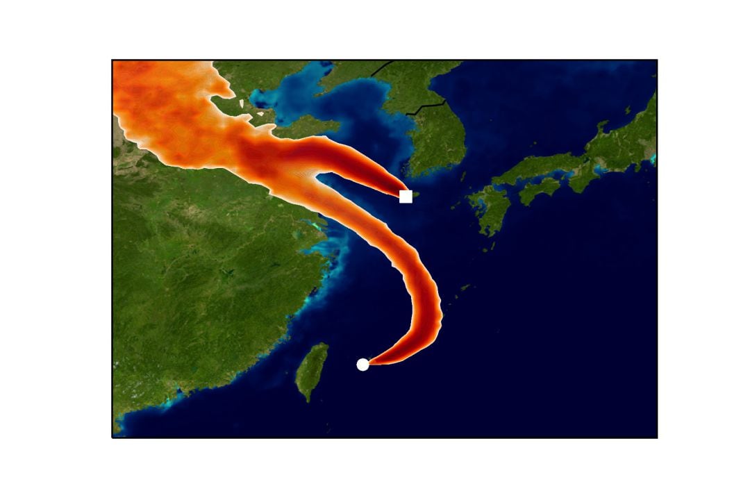 Simulación que indica el origen en el este de China y la evolución en la atmósfera de las emisiones de un CFC prohibido porque destruye la capa de ozono. 