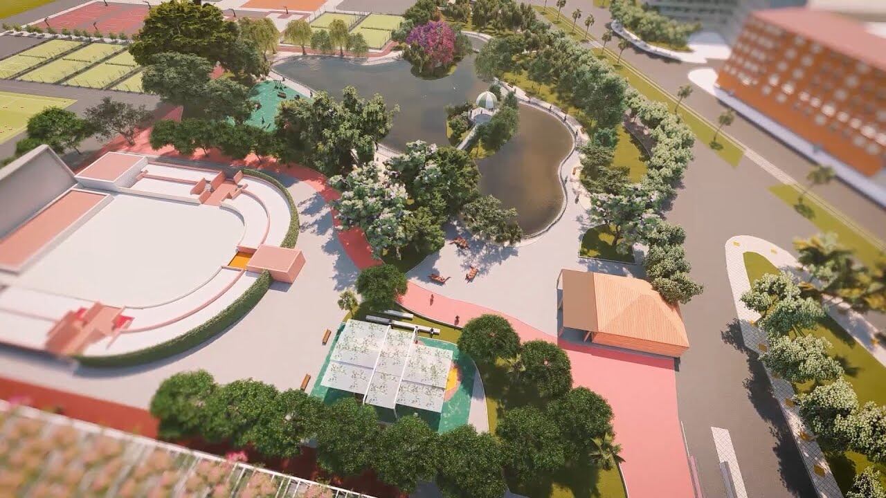 Maqueta sobre las obras de remodelación del parque Fofó (Murcia) realizadas en 2020. Ayuntamiento de Murcia