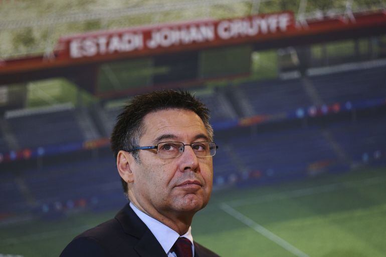  El presidente del FC Barcelona, Josep Maria Bartomeu durante el acto de presentación del proyecto de construcción del Estadio Johan Cruyff