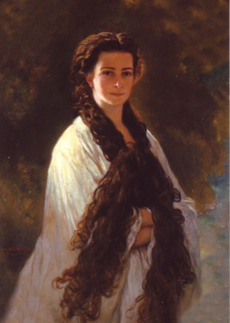 La emperatriz Sissi, retratada por el pintor y litógrafo alemán Franz Xaver Winterhalter en 1864. 