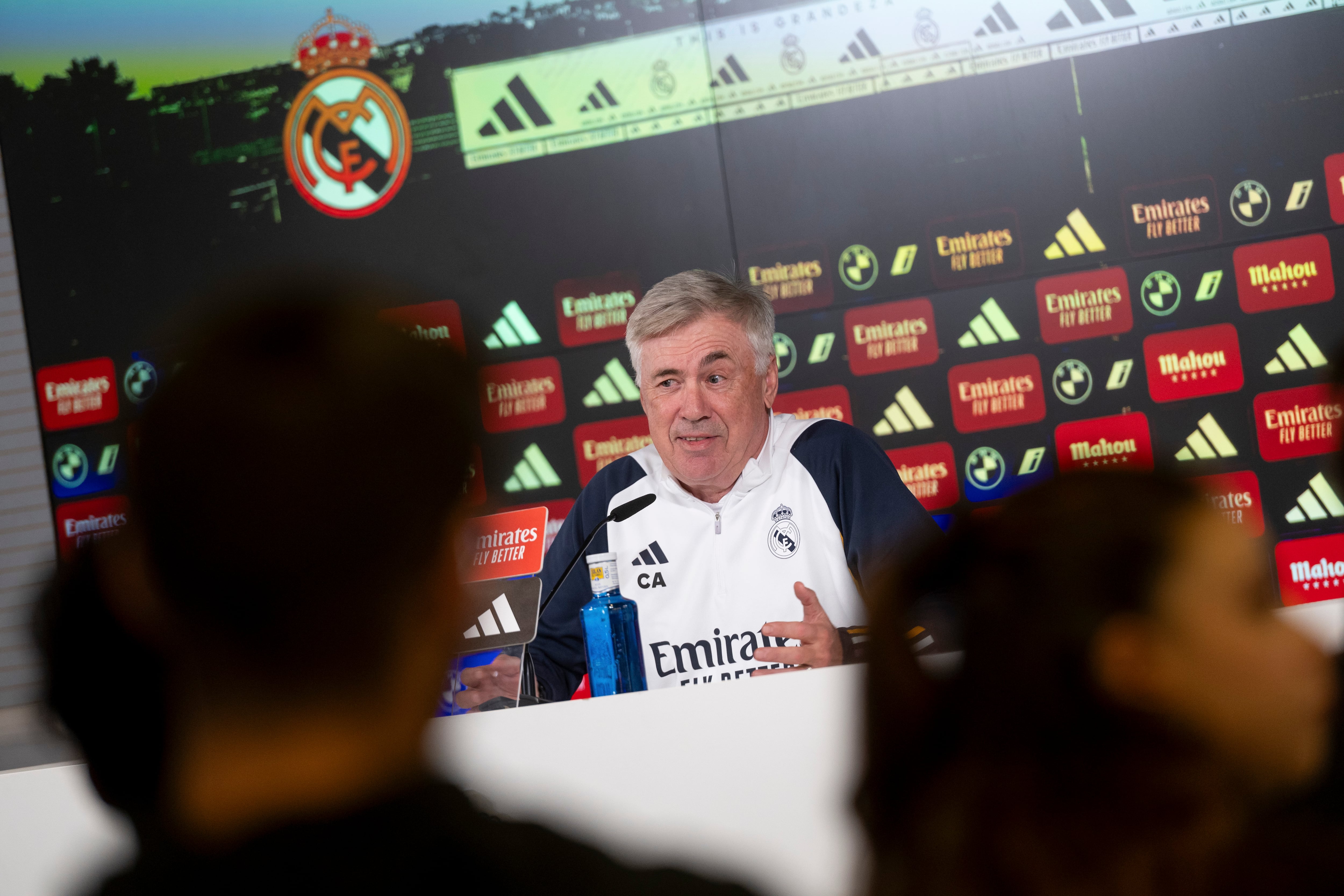 Ancelotti, este sábado en rueda de prensa.