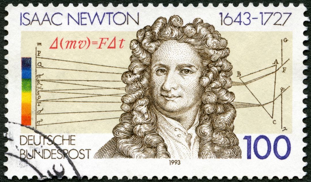 Isaac Newton en un sello alemán