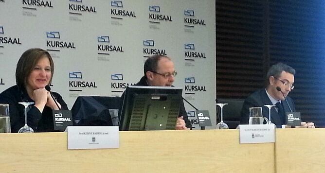 Ikerne Badiola ,Juan Karlos Izagirre e Iker Goikoetxea en el Kursaal