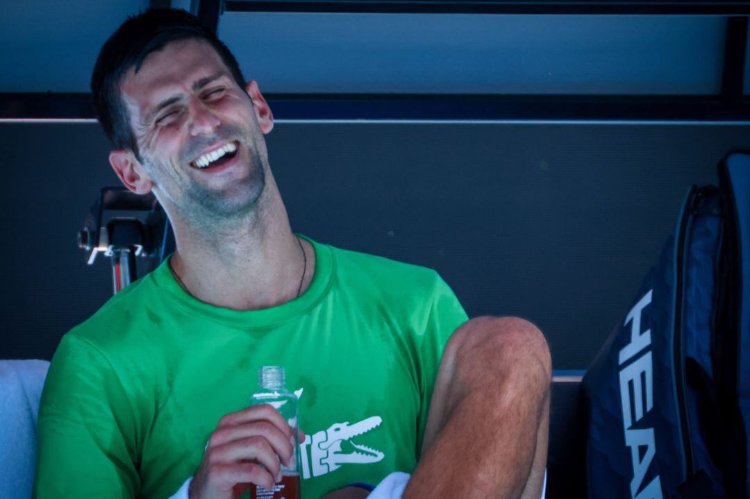 Djokovic, durante los entrenamientos. 