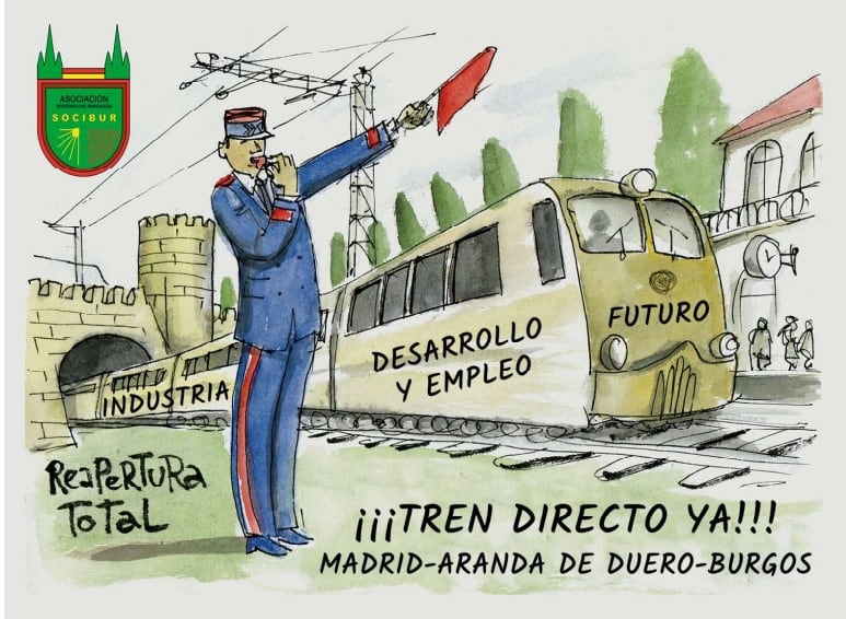 Cartel de la manifestación por el Tren Directo del 15 de noviembre en la Plaza Mayor de Burgos