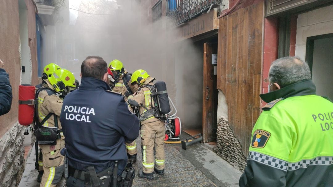 Incendio de un local en el Casco Antiguo de Alicante