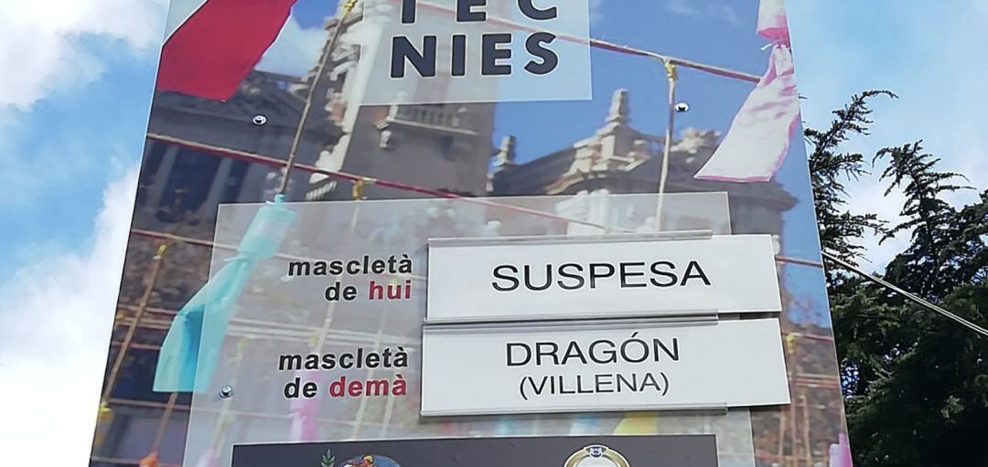 Cartel de la suspensión de la mascletà del 2 de marzo