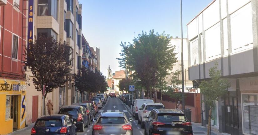 Tramo cortado en la calle San José de Calasanz de Getafe