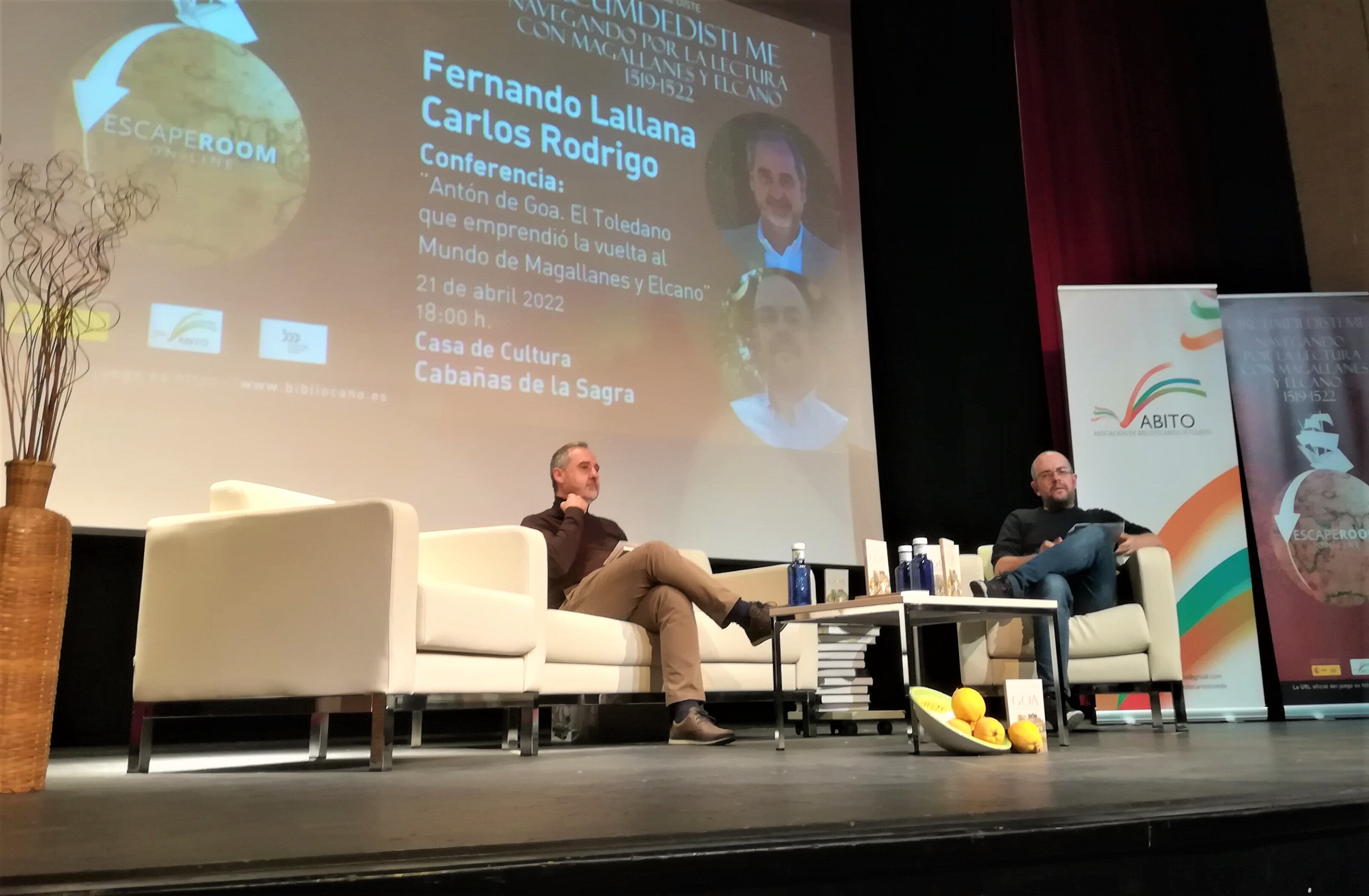 Fernando Lallana y Carlos Rodrigo, autores de la novela que narra el periplo de un joven toledano, Antón de Goa, enrolado en la 1ª vuelta al mundo.