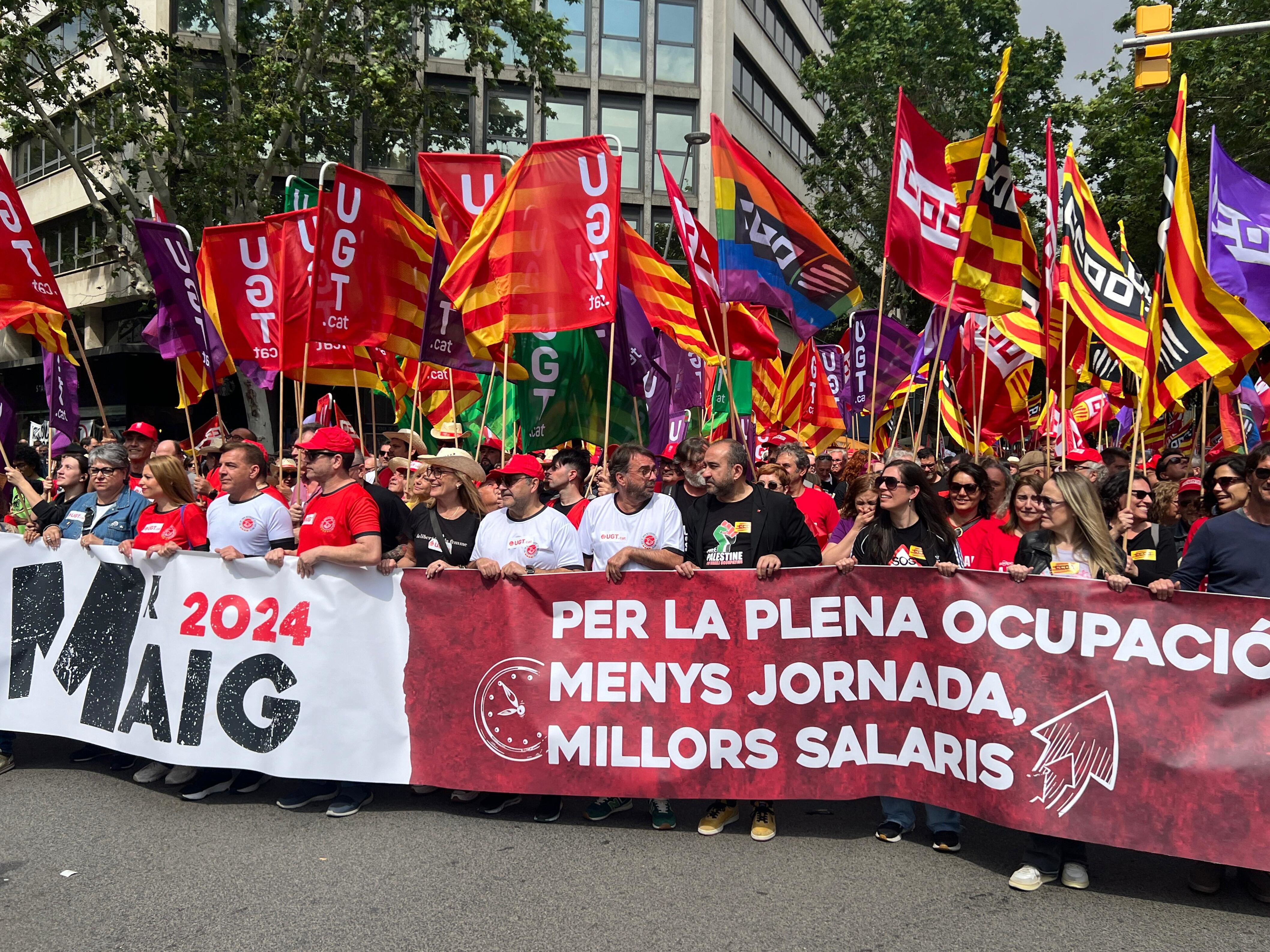Capçalera de la manifestació de l'1 de maig a Barcelona
