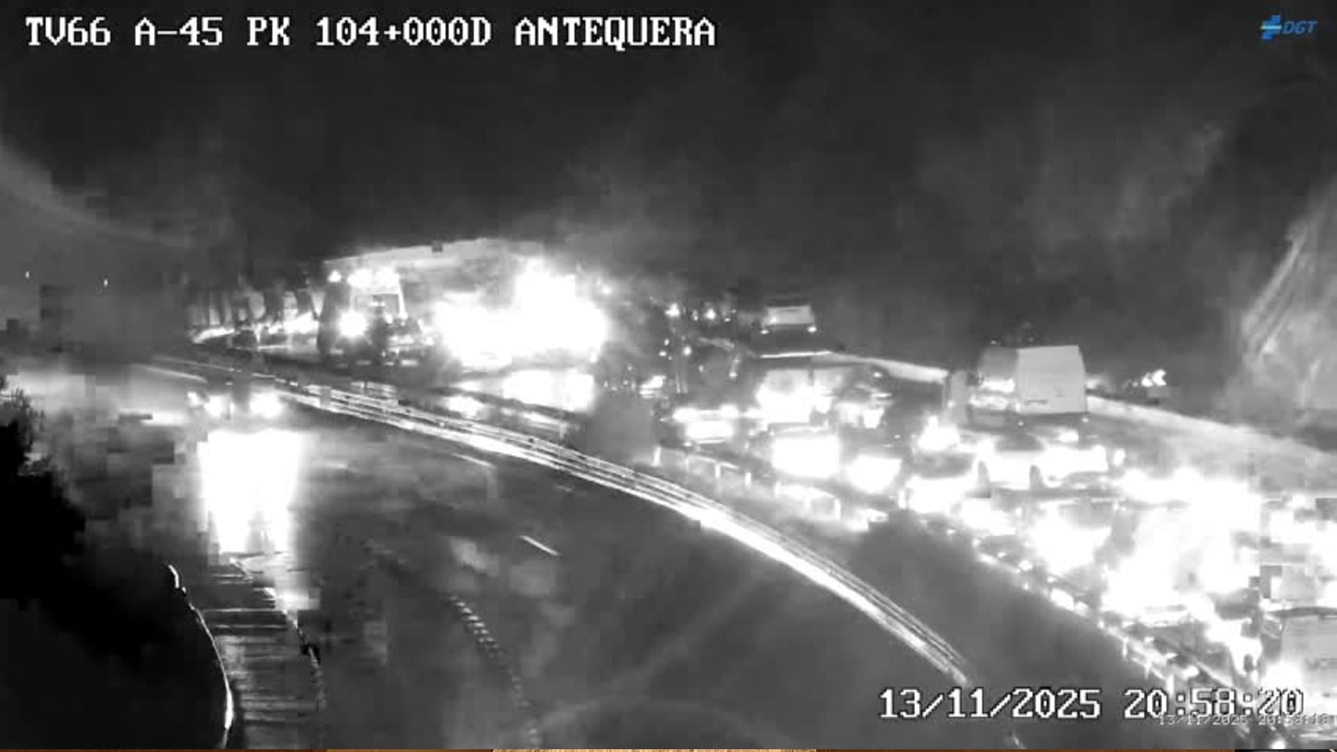 Cámaras de la DGT en la A-45 donde se ha producido el accidente