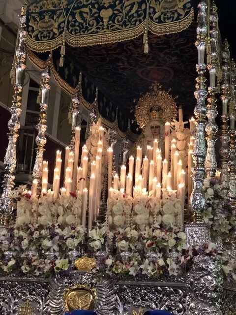 La Virgen de la Victoria en su paso de palio. Foto Arzobispado Castrense.