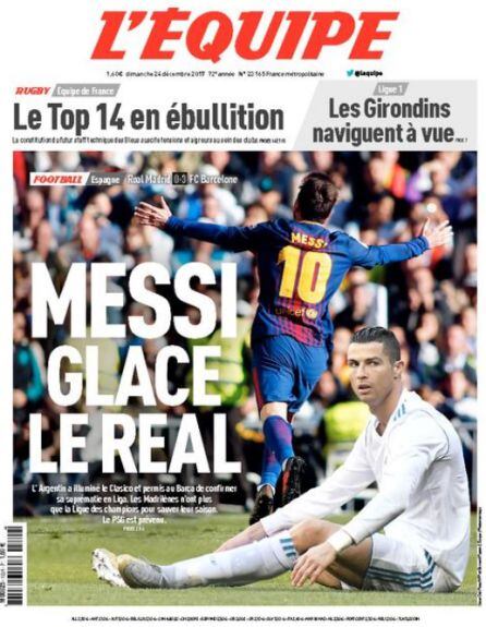 La portada de L&#039;Equipe de este domingo 24 de diciembre de 2017