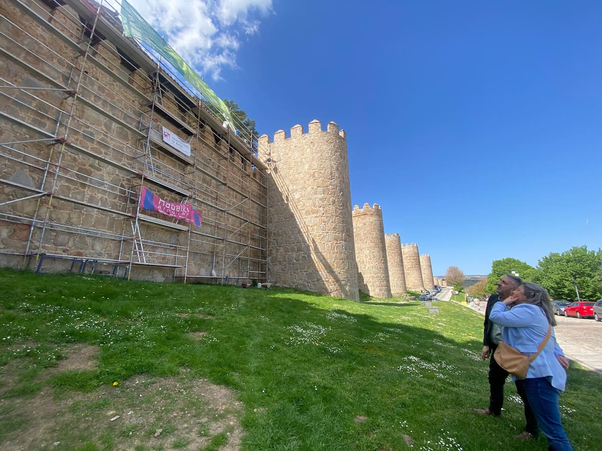 La muralla de Ávila en obras por los daños ocasionados por las borrascas