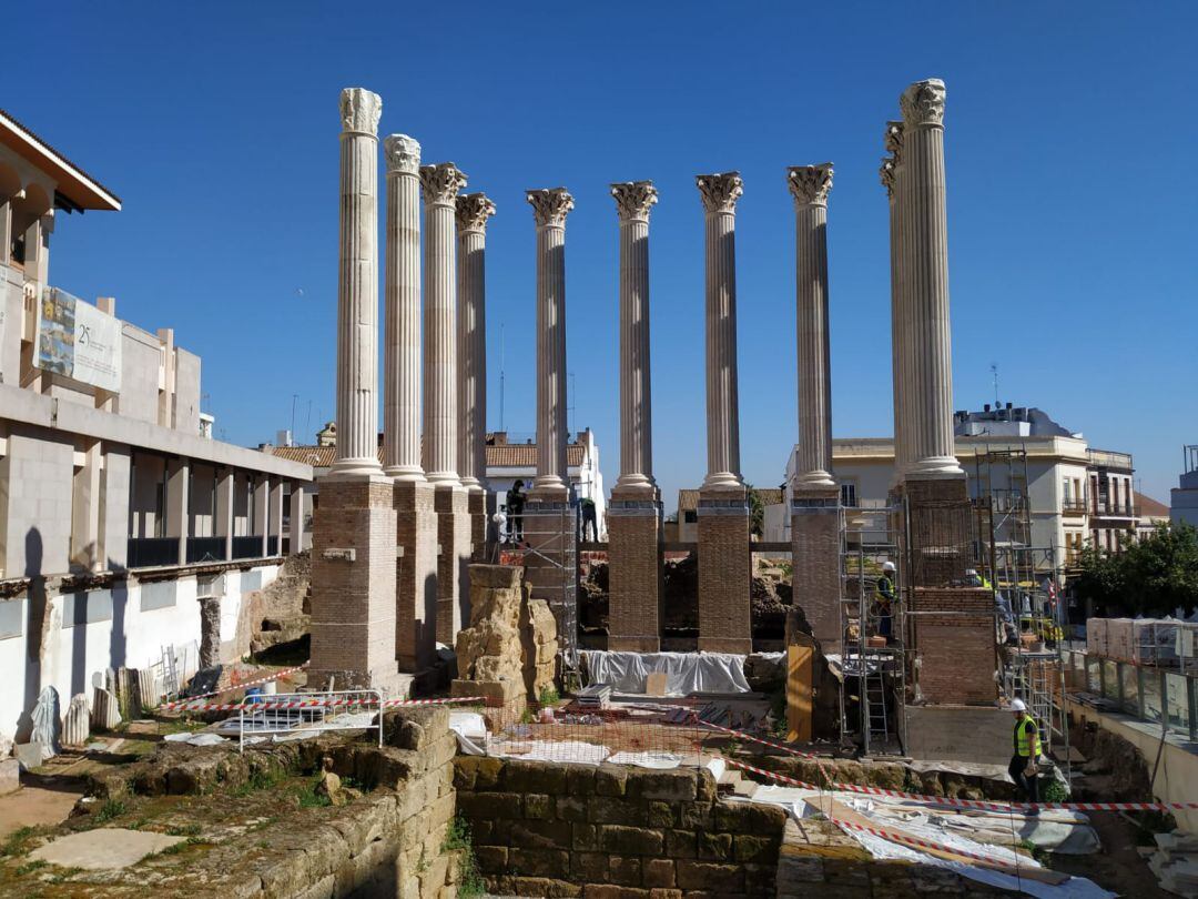 Obras del Templo Romano, antes de su paralización. 