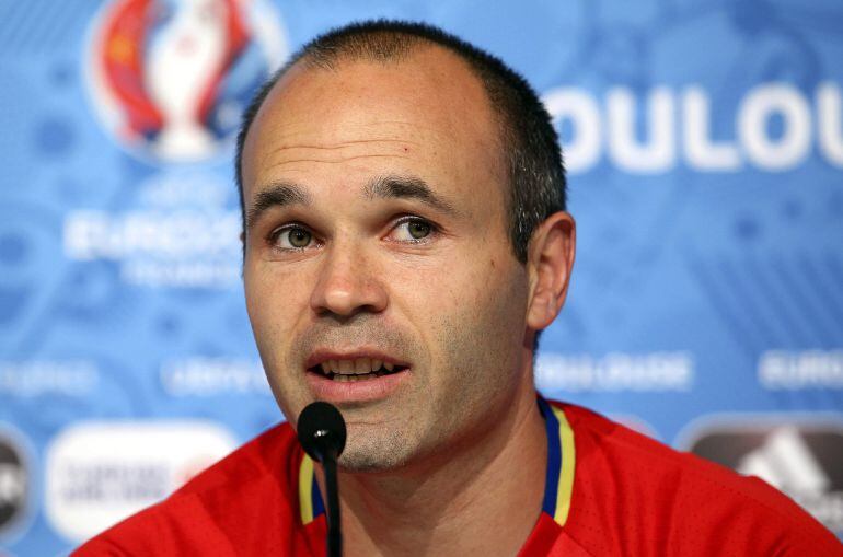 Iniesta, en la sala de prensa