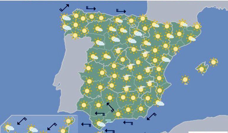 Mapa meteorológico elaborado por la Agencia Estatal de Meteorología (AEMET).