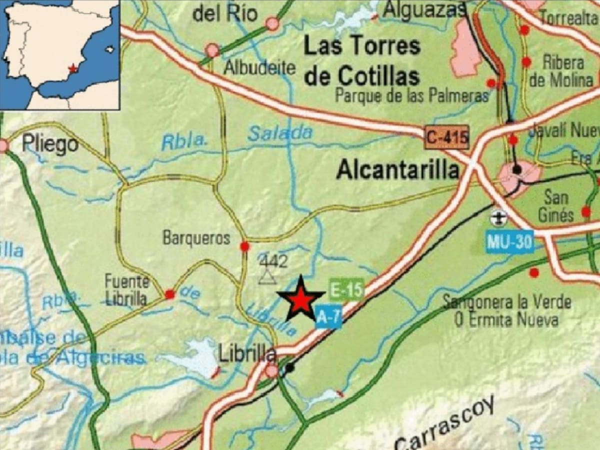 Un terremoto con epicentro en Librilla hace temblar varias pedanías de Murcia