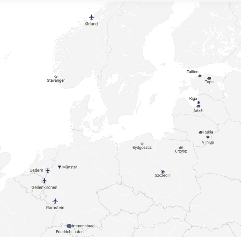 Bases de la OTAN en los países que rodean el Báltico