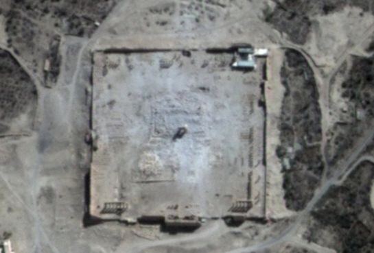 Imagen aérea del Templo de Baal después de que fuera arrasado por el Estado Islámico.