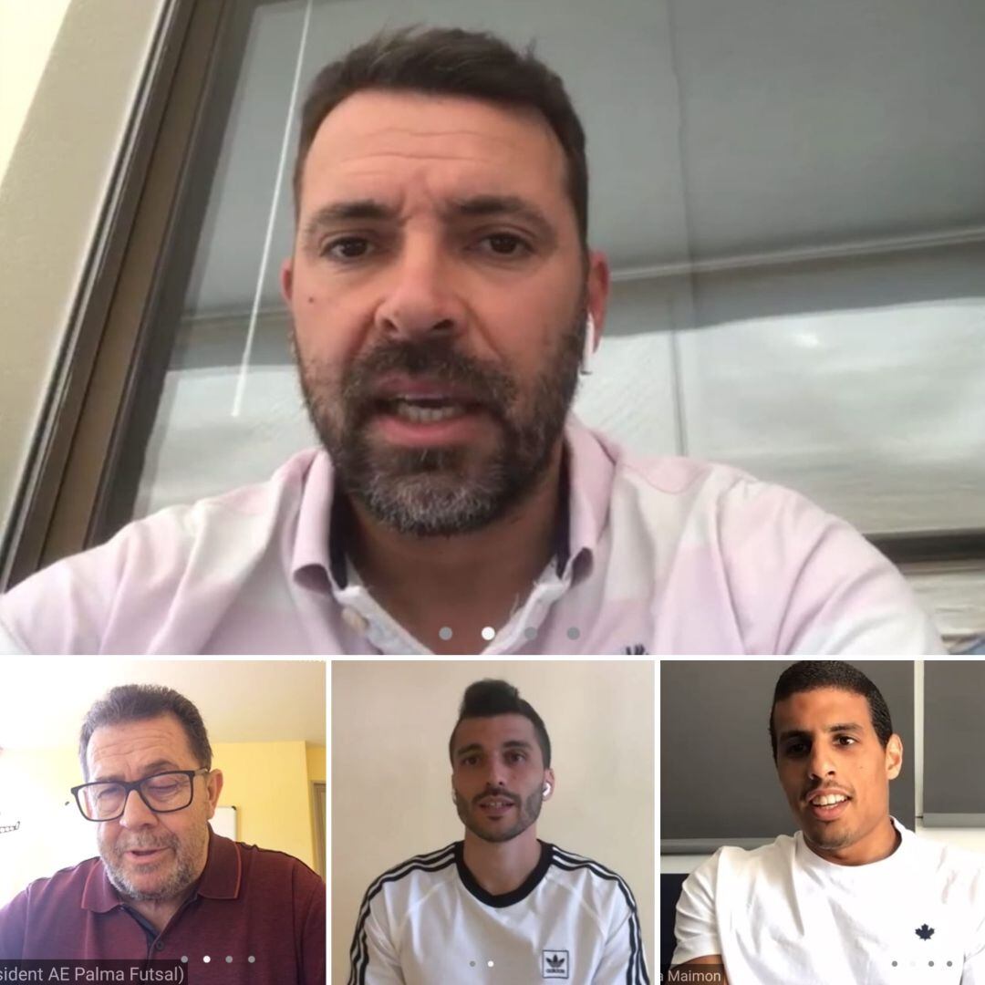 José Tirado, director deportivo del Palma Futsal ha realizado una videoconferencia con el presidente, Miquel Jaume y los jugadores, Lolo y Hamza.