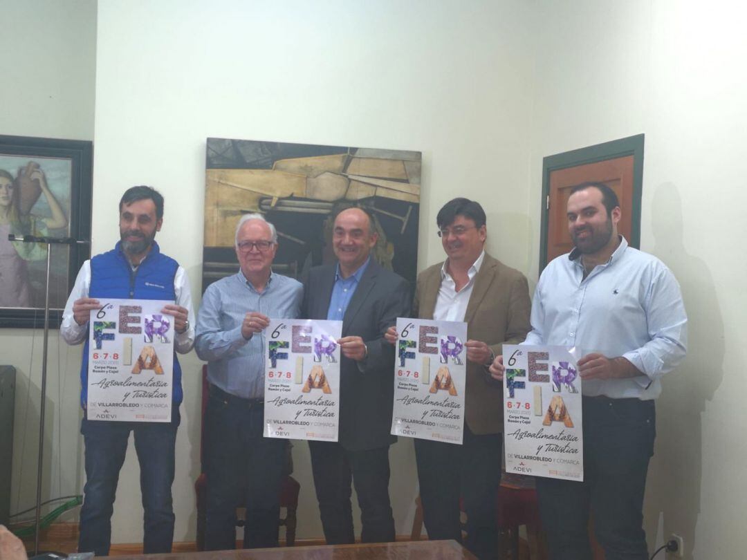 Imagen de la presentación de la feria con el alcalde de Villarrobledo, Valentín Bueno y el presidente de ADEVI, Ángel Pozo