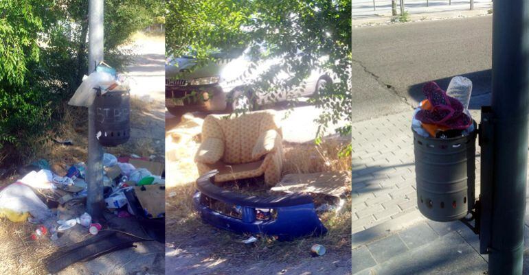 Fotografías sobre el estado de limpieza del aparcamiento del Bulevar Salvador Allende